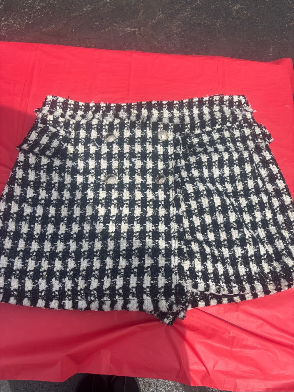 House of Harlow 1960 Black & White Tweed High-Waist Skort